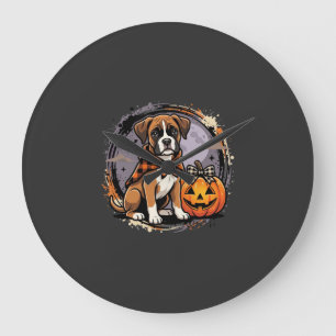 Boxer Hond Halloween Pompoen Sublimatie Grote Klok