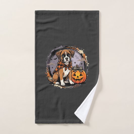 Boxer Hond Halloween Pompoen Sublimatie Handdoek (Handdoek)