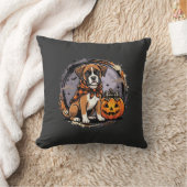 Boxer Hond Halloween Pompoen Sublimatie Kussen (Deken)