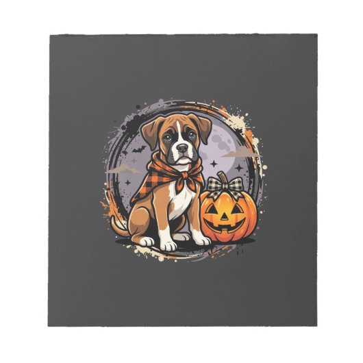 Boxer Hond Halloween Pompoen Sublimatie Notitieblok (Voorkant)