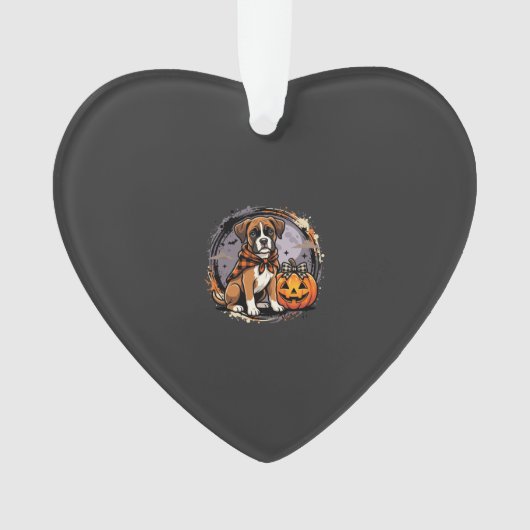 Boxer Hond Halloween Pompoen Sublimatie Ornament (voorkant)