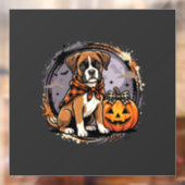 Boxer Hond Halloween Pompoen Sublimatie Raamsticker (Vel 2)