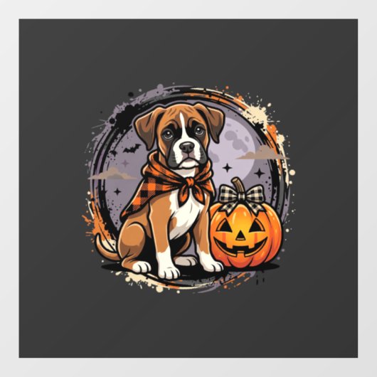 Boxer Hond Halloween Pompoen Sublimatie Raamsticker (Vel)