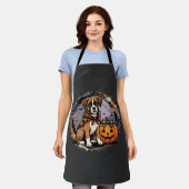 Boxer Hond Halloween Pompoen Sublimatie Schort (Gedragen)