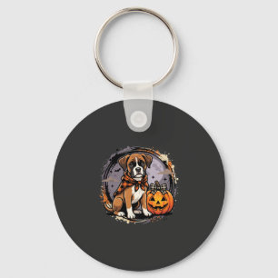 Boxer Hond Halloween Pompoen Sublimatie Sleutelhanger