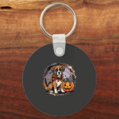 Boxer Hond Halloween Pompoen Sublimatie Sleutelhanger (Voorkant)