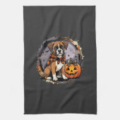 Boxer Hond Halloween Pompoen Sublimatie Theedoek (Verticaal)