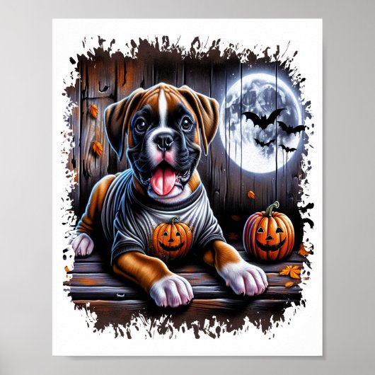 Boxer Hond Halloween Poster (Voorkant)