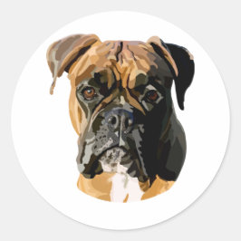 Boxer Hond Hand Getrokken Digitale Kunst Ronde Sticker