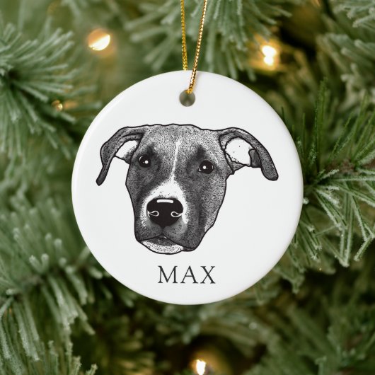 Boxer Hond Hand Tekening Gepersonaliseerd Keramisch Ornament (Boom)