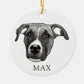Boxer Hond Hand Tekening Gepersonaliseerd Keramisch Ornament (Voorkant)