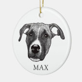 Boxer Hond Hand Tekening Gepersonaliseerd Keramisch Ornament (Links)