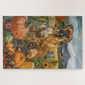 Boxer Hond Herfst Oogst Dankdag Legpuzzel (Horizontaal)