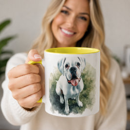Boxer Hond in Aquarel Tweekleurige Koffiemok