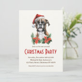 Boxer Hond in Santa Hat Huisdier Vakantie Kerstfee Kaart (Staand voorkant)