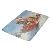 Boxer Hond in Sledge Laat het Sneeuw Kerstmis Badmat (Gekanteld)