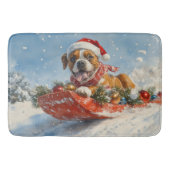 Boxer Hond in Sledge Laat het Sneeuw Kerstmis Badmat (Voorkant)
