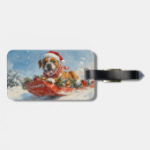 Boxer Hond in Sledge Laat het Sneeuw Kerstmis Bagagelabel (Achterkant horizontaal)