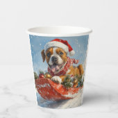 Boxer Hond in Sledge Laat het Sneeuw Kerstmis Papieren Bekers (Achterkant)