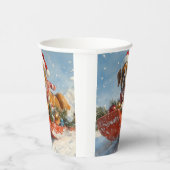 Boxer Hond in Sledge Laat het Sneeuw Kerstmis Papieren Bekers (Rechts)