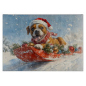 Boxer Hond in Sledge Laat het Sneeuw Kerstmis Snijplank (Voorkant)