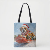 Boxer Hond in Sledge Laat het Sneeuw Kerstmis Tote Bag (Voorkant)