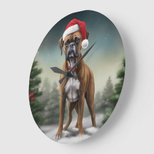 Boxer Hond in Sneeuw Kerst Grote Klok