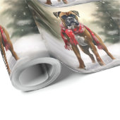Boxer Hond in Sneeuw Kerstmis Cadeaupapier (Rol Hoek)