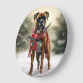 Boxer Hond in Sneeuw Kerstmis Grote Klok (Hoek)