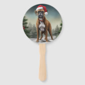 Boxer Hond in Sneeuw Kerstmis Handwaaier (Achterkant)