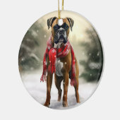 Boxer Hond in Sneeuw Kerstmis Keramisch Ornament (Links)