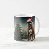 Boxer Hond in Sneeuw Kerstmis Koffiemok (Voorkant rechts)