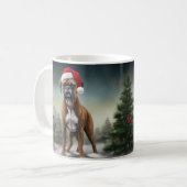 Boxer Hond in Sneeuw Kerstmis Koffiemok (Voorkant links)