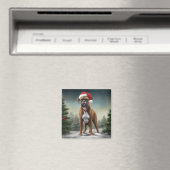 Boxer Hond in Sneeuw Kerstmis Magneet (Insitu (Vaatwasser))