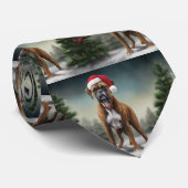 Boxer Hond in Sneeuw Kerstmis Stropdas (Opgerold)