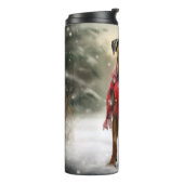 Boxer Hond in Sneeuw Kerstmis Thermosbeker (Gedraaid links)
