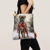 Boxer Hond in Sneeuw Kerstmis Tote Bag (Dichtbij)