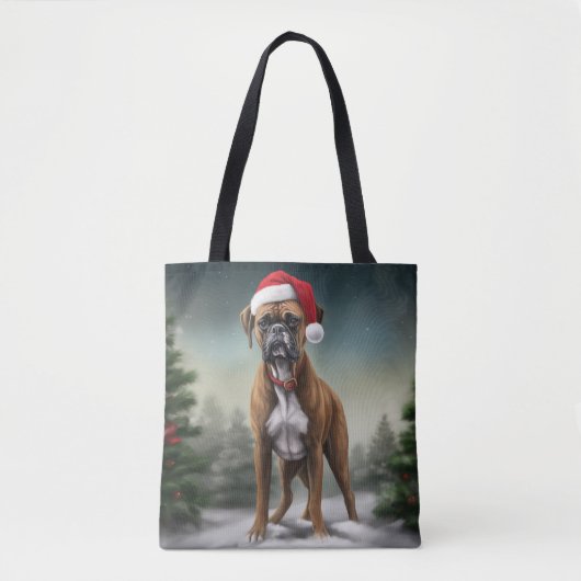 Boxer Hond in Sneeuw Kerstmis Tote Bag (Voorkant)