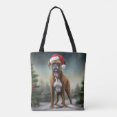 Boxer Hond in Sneeuw Kerstmis Tote Bag (Achterkant)