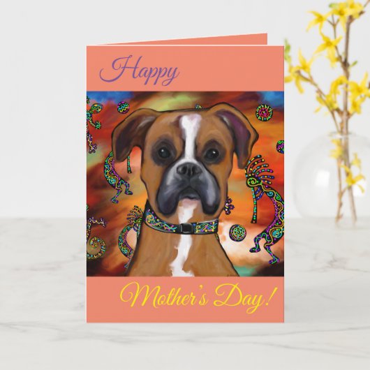 Boxer Hond Kaart (Gele Bloem)