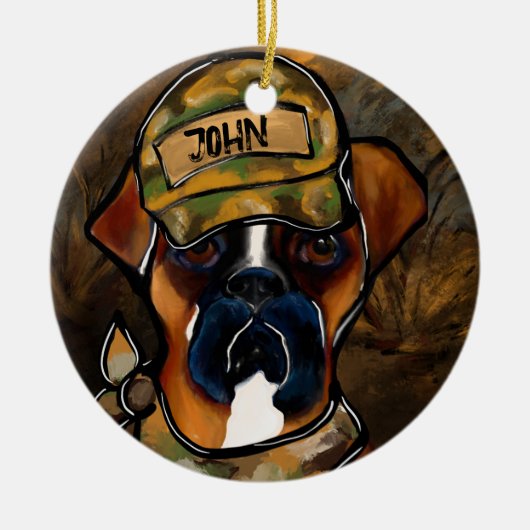 Boxer Hond Keramisch Ornament (Voorkant)
