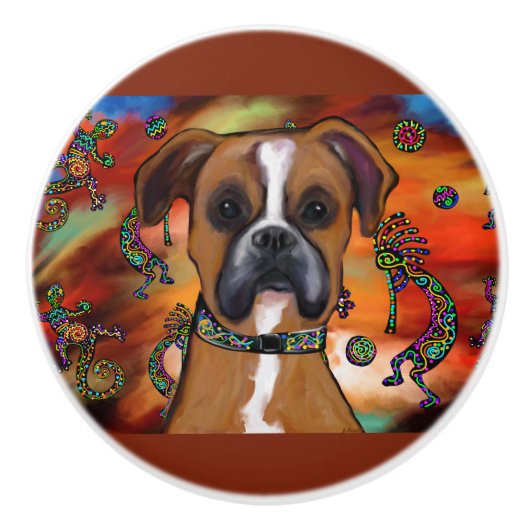 Boxer Hond  Keramische Knop (Voorkant)