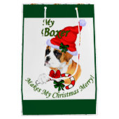Boxer Hond Kerst Merry Medium Cadeauzakje (Achterkant)