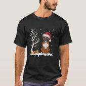 Boxer Hond Kerstman Hoed Feestelijke Boom Licht Ke T-shirt (Voorkant)