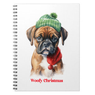Boxer Hond Kerstmis X-Mas wens cadeau Woofy Kerstm Notitieboek