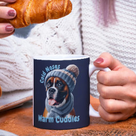 Boxer hond koude neuzen, warme knuffels koffiemok