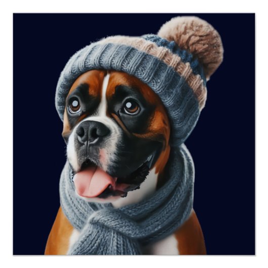 Boxer hond koude neuzen, warme knuffels perfect poster (Voorkant)