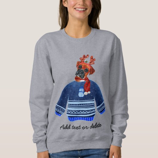 Boxer Hond Lelijke Kerst Hond Moeder Sweatshirt (Voorkant)