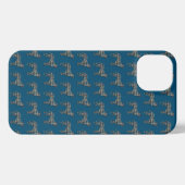 Boxer hond Leuk Silhouet Raster Blauw iPhone Hoesje (Achterkant horizontaal)