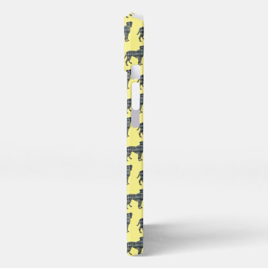 Boxer hond Leuk Silhouet Raster Blauw iPhone Hoesje (Linkerkant)